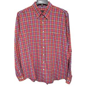 Mine 100% Linen Plaid Button Down Shirt Mens Size Large Summer Casual